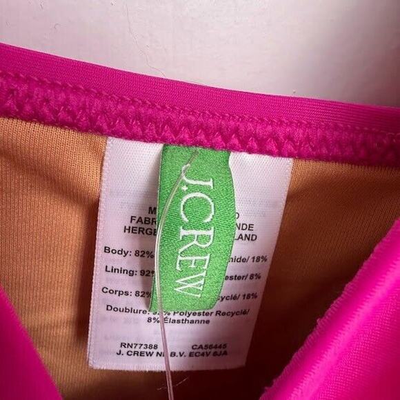 J Crew Swim Suit Womens 12 Fuscia Pink Ruched V Neck One Piece Cups Summer NWT - Picture 4 of 9